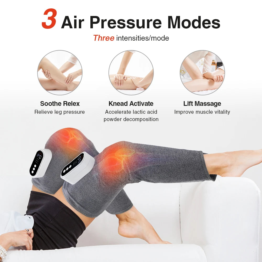 360° Foot Air Pressure Leg Massager Hot Compress Body Electric Calf Massager Muscle Relaxation Lymphatic Drainage Device
