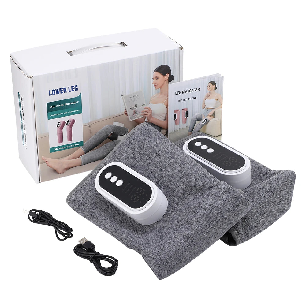 360° Foot Air Pressure Leg Massager Hot Compress Body Electric Calf Massager Muscle Relaxation Lymphatic Drainage Device