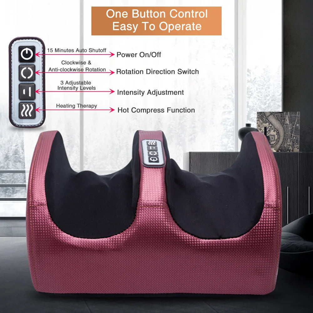 Electric Foot Massage Machine Hot Compress Shiatsu Foot Vibrators Kneading Roller