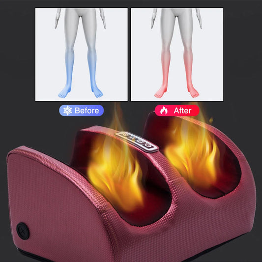 Electric Foot Massage Machine Hot Compress Shiatsu Foot Vibrators Kneading Roller